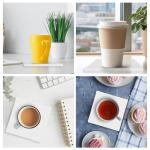 SHUESS 25 Pcs Blank Ceramic Tiles for Crafts - 4"x4" Unglazed Coasters with Cork Backing Pads for Painting, Alcohol Ink, Acrylic Pouring, DIY Coasters