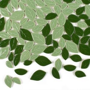 Redvigh Ceramic Mosaic Tiles 200g, Leaf Shape Mosaic Ceramics Pieces for DIY Crafts Plates Flowerpots Making Supplies Home Decoration (Green&Light Green)