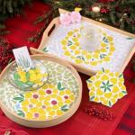 Youway Style 454g Yellow Flower Mosaic Tiles for Crafts, Petal Mosaic Glass Pieces, Fall Mosaic Craft Supplies