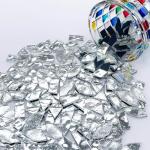 LITMIND Silver Stained Glass Mirror Mosaic Tiles with Black Backing - 240 Pieces in 5 Shapes (Rectangle, Triangle, Rhombus, Square, Leaf) Mixed Sizes for Crafts, Mosaic Projects & Home Décor