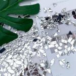 LITMIND Silver Stained Glass Mirror Mosaic Tiles with Black Backing - 240 Pieces in 5 Shapes (Rectangle, Triangle, Rhombus, Square, Leaf) Mixed Sizes for Crafts, Mosaic Projects & Home Décor