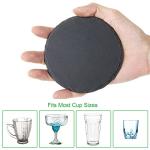 12 PCS 4 x 4 Inch Round Slate Drink Coasters Bulk, Black Rustic Stone Rock Coasters with Anti-Scratch Bottom for Cups Mugs Bar Kitchen Home Decor DIY Project, Natural Edge