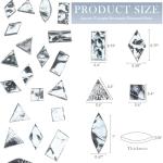 LITMIND Silver Stained Glass Mirror Mosaic Tiles with Black Backing - 240 Pieces in 5 Shapes (Rectangle, Triangle, Rhombus, Square, Leaf) Mixed Sizes for Crafts, Mosaic Projects & Home Décor