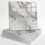 10pcs Peel and Stick Tile Shower Waterproof Marble Tiles Wall Panels, 11.8"x11.8" Self-Adhesive Backsplash Tile, PVC Wall Panels Shower Tiles for Home Bathroom, Kitchen, Living Room White (5)