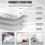 10pcs Peel and Stick Tile Shower Waterproof Marble Tiles Wall Panels, 11.8"x11.8" Self-Adhesive Backsplash Tile, PVC Wall Panels Shower Tiles for Home Bathroom, Kitchen, Living Room White (5)