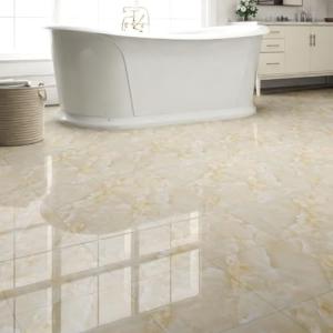 20-Pack Peel and Stick Floor Tiles Vinyl Floor 12 x 12 inch Self Adhesive Waterproof Flooring Planks DIY for Bathroom, Kitchen, Living Room, RV, Cover 20 Sq. Ft, Polish Beige Marble