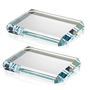 Set of 2 Rectangular Glass Paperweight Blocks - Clear Glass Paper Weights - Glass Block Decor Tiles for Office, Home Crafts, Projects, Ornaments (A)