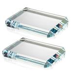 Set of 2 Rectangular Glass Paperweight Blocks - Clear Glass Paper Weights - Glass Block Decor Tiles for Office, Home Crafts, Projects, Ornaments (A)