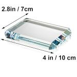 Set of 2 Rectangular Glass Paperweight Blocks - Clear Glass Paper Weights - Glass Block Decor Tiles for Office, Home Crafts, Projects, Ornaments (A)