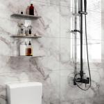 10pcs Peel and Stick Tile Shower Waterproof Marble Tiles Wall Panels, 11.8"x11.8" Self-Adhesive Backsplash Tile, PVC Wall Panels Shower Tiles for Home Bathroom, Kitchen, Living Room White (5)