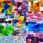 ILLUCKAI 2.2lb Iridescent Clear Stained Glass Scraps Sheets, Irregular Mosaic Glass Pieces for Crafts, Mosaic Tiles for Mosaic Making Projects and Home Decor