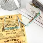 Set of 2 Rectangular Glass Paperweight Blocks - Clear Glass Paper Weights - Glass Block Decor Tiles for Office, Home Crafts, Projects, Ornaments (A)