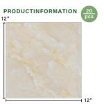 20-Pack Peel and Stick Floor Tiles Vinyl Floor 12 x 12 inch Self Adhesive Waterproof Flooring Planks DIY for Bathroom, Kitchen, Living Room, RV, Cover 20 Sq. Ft, Polish Beige Marble