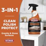 Weiman Granite Cleaner Polish and Protect, Streak Free, pH Neutral Formula for Daily Use on Interior & Exterior Natural Stone with Microfiber Towel, 3 in 1-2 Pack