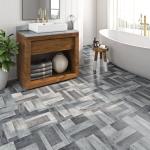 Livelynine 32-Tiles Grey Laminate Wood Flooring Peel and Stick Waterproof Floor Tile Kitchen Bathroom RV Basement Stairs Luxury Vinyl Plank Flooring Dark Gray Wood Vinyl Planks Renter Friendly 12x12