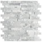SUNWINGS Peel and Stick Mosaic Natural 3D Stone Self Adhesive Tiles, 12" x 11" 5-Sheet Stick on Backsplash for Kitchen Bathroom Fireplace Vanity, Mixed Gray