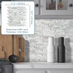 SUNWINGS Peel and Stick Mosaic Natural 3D Stone Self Adhesive Tiles, 12" x 11" 5-Sheet Stick on Backsplash for Kitchen Bathroom Fireplace Vanity, Mixed Gray