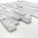 SUNWINGS Peel and Stick Mosaic Natural 3D Stone Self Adhesive Tiles, 12" x 11" 5-Sheet Stick on Backsplash for Kitchen Bathroom Fireplace Vanity, Mixed Gray