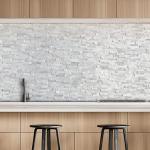 SUNWINGS Peel and Stick Mosaic Natural 3D Stone Self Adhesive Tiles, 12" x 11" 5-Sheet Stick on Backsplash for Kitchen Bathroom Fireplace Vanity, Mixed Gray