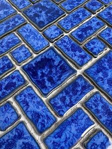 Tenedos T‎PACFD-RDM-PL Ultramarine Blue Random Sized Wavy Edges Porcelain Glazed Pool Mosaic Floor and Wall Tile for Backsplash, Kitchen, Bathroom, Swimming Pool (1 Sheet)
