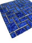 Tenedos T‎PACFD-RDM-PL Ultramarine Blue Random Sized Wavy Edges Porcelain Glazed Pool Mosaic Floor and Wall Tile for Backsplash, Kitchen, Bathroom, Swimming Pool (1 Sheet)