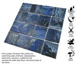 Tenedos 3x3 Ocean Blue Brownish Rocky Look (Exact Size 2-7/8 inch) Square Porcelain Floor Wall Pool Mosaic Tile Backsplash for Swimming Pools, Kitchen, Bathroom Shower, Accent Decor (1 Sheet)