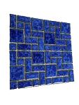 Tenedos T‎PACFD-RDM-PL Ultramarine Blue Random Sized Wavy Edges Porcelain Glazed Pool Mosaic Floor and Wall Tile for Backsplash, Kitchen, Bathroom, Swimming Pool (1 Sheet)