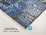 Tenedos 3x3 Ocean Blue Brownish Rocky Look (Exact Size 2-7/8 inch) Square Porcelain Floor Wall Pool Mosaic Tile Backsplash for Swimming Pools, Kitchen, Bathroom Shower, Accent Decor (1 Sheet)