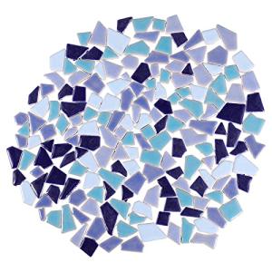 200g Colorful Ceramic Mosaic Tiles for DIY Crafts, Irregular Shapes for Home Decor, Art Projects, Blue, 0.78x0.15x0.15 Inch