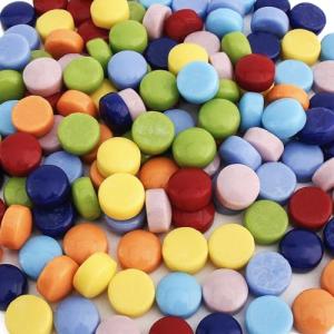 Wq Warmqing Round Glass Mosaic Tiles for Crafts, 200g Penny Circle Glass Pieces for Mosaic Crafts,DIY Spring Mosaic Making Supplies