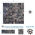 LSDECO 5 Sheets Glass Mosaic Tiles for Backsplash Border, Pool Tile, Backsplash Tile for Swimming Pool Kitchen Bathroom Wall (Black, 5 Sq.Ft)