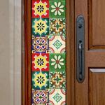 Moroccan Talavera Tile Pattem Privacy Protect Window Film Non-Adhesive Frosted Decorative Glass Film Static Cling Film for Bathroom Shower Room, Kitchen Glass Film (Moroccan Talavera 01)