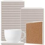 HOZEON 45 PCS 4 Inch Tile Coasters for Drinks, Ceramic Tiles for Crafts Coasters, Unglazed White Tiles with Cork Backing for Pouring, Mosaics, Decor