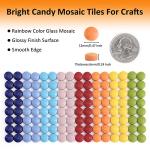 Wq Warmqing Round Glass Mosaic Tiles for Crafts, 200g Penny Circle Glass Pieces for Mosaic Crafts,DIY Spring Mosaic Making Supplies