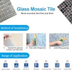 LSDECO 5 Sheets Glass Mosaic Tiles for Backsplash Border, Pool Tile, Backsplash Tile for Swimming Pool Kitchen Bathroom Wall (Black, 5 Sq.Ft)