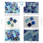 LSDECO 5 Sheets Glass Mosaic Tiles for Backsplash Border, Pool Tile, Backsplash Tile for Swimming Pool Kitchen Bathroom Wall (Black, 5 Sq.Ft)