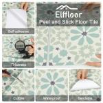 Elffloor Peel and Stick Floor Tile 11.8 in×11.8 in Blue Vinyl Flooring Self-Adhesive Waterproof for Kitchen, Bedroom, Living Room, Bathroom,10pcs