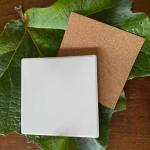 HOZEON 45 PCS 4 Inch Tile Coasters for Drinks, Ceramic Tiles for Crafts Coasters, Unglazed White Tiles with Cork Backing for Pouring, Mosaics, Decor