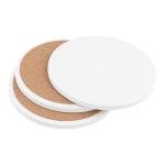 ZEONHEI 40 Packs 4 x 4 Inch Ceramic Coasters for Crafts, White Ready to Paint Ceramics Tile Coasters with Cork Backing Pads, Round Unglazed Blank Ceramic Coaster Bulk for DIY Arts