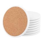 ZEONHEI 40 Packs 4 x 4 Inch Ceramic Coasters for Crafts, White Ready to Paint Ceramics Tile Coasters with Cork Backing Pads, Round Unglazed Blank Ceramic Coaster Bulk for DIY Arts