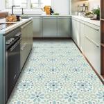 Elffloor Peel and Stick Floor Tile 11.8 in×11.8 in Blue Vinyl Flooring Self-Adhesive Waterproof for Kitchen, Bedroom, Living Room, Bathroom,10pcs