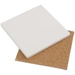HOZEON 45 PCS 4 Inch Tile Coasters for Drinks, Ceramic Tiles for Crafts Coasters, Unglazed White Tiles with Cork Backing for Pouring, Mosaics, Decor