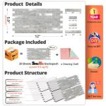 StyloVue 20 Sheets Peel and Stick Backsplash for Kitchen, Slate Gray with Metal Silver Look Stick on Tile Upgrade Your Kitchen Backsplash, RV, Fireplace