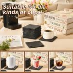 24 PCS Slate Coasters Black Square 4 Inch Bulk Rock, Blank Laser Engraving, Scratch Resistant Bottom, Home Office Kitchen Gift Wedding Bar Party (24 PCS Square Coasters)
