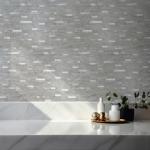 StyloVue 20 Sheets Peel and Stick Backsplash for Kitchen, Slate Gray with Metal Silver Look Stick on Tile Upgrade Your Kitchen Backsplash, RV, Fireplace