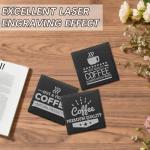 24 PCS Slate Coasters Black Square 4 Inch Bulk Rock, Blank Laser Engraving, Scratch Resistant Bottom, Home Office Kitchen Gift Wedding Bar Party (24 PCS Square Coasters)