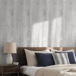 Chejiaye Luxury Thicken Wood Grain Peel and Stick Floor Tiles 17.72 "W x 118" L Self-Adhesive Vinyl Flooring Roll - DIY Easy for Wall and Floor,Hard Surface/Waterproof/Anti Slip/Anti Dent (Light Grey)