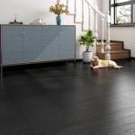 FunStick 17-Pack 6"x36" Peel and Stick Floor Tile Black Wood Luxury Vinyl Plank Flooring Waterproof Dark Wood Floor Tiles for Bathroom Kitchen Basement Laminate Vinyl Flooring Peel and Stick Tiles