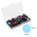 Aunifun Flat Glass Mosaic Tiles, 200 PCS Stained Transparent Glass Mosaic, Round Flat Gems for Home Decoration DIY Crafts