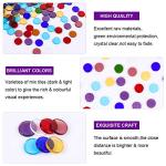 Aunifun Flat Glass Mosaic Tiles, 200 PCS Stained Transparent Glass Mosaic, Round Flat Gems for Home Decoration DIY Crafts